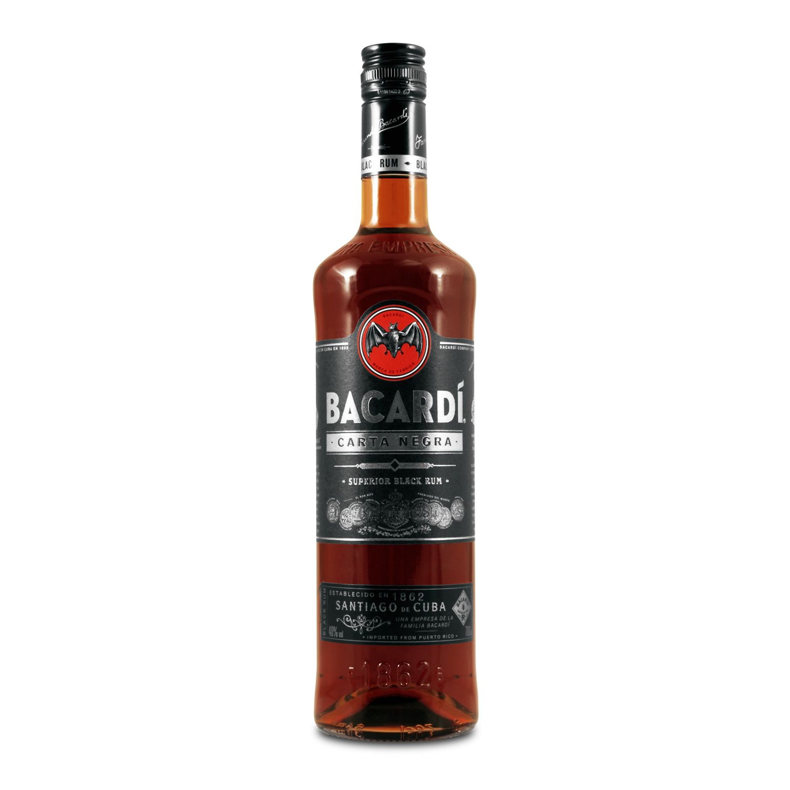 BACARDI RUM CARTA NEGRA 37,5% 1,0L